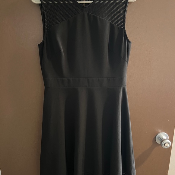 Tahari ASL Black Sheer Striped Mini Dress - Picture 2 of 4